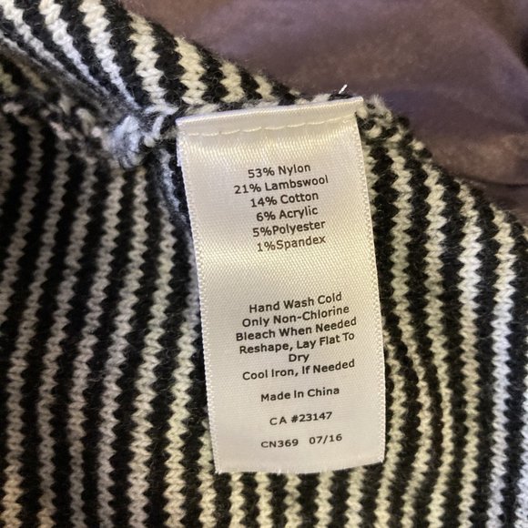 Cozy Cowl Neck Striped Navy & Cream Sweater - Picture 11 of 12